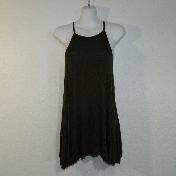 Urban Episode spaghetti strap racer back loose fit flowy tank top, olive green - Picture 1 of 4